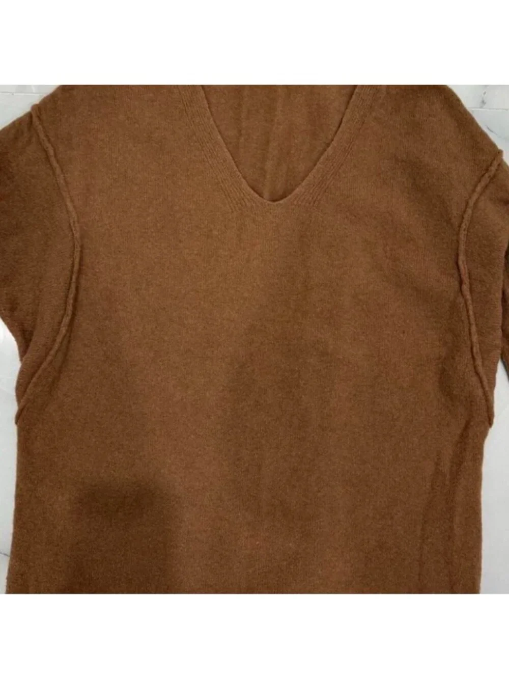 brown v neck free people sweater